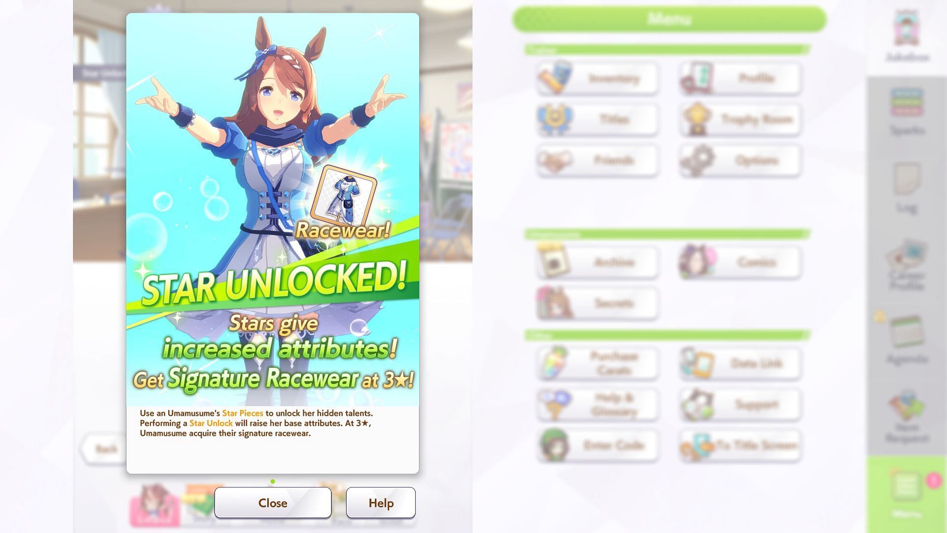 Star Pieces in Umamusume: Pretty Derby help you level up trainees (Image via Cygames)